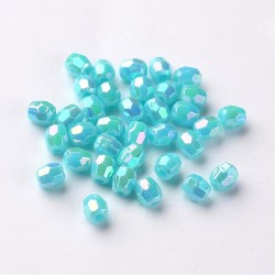 Korálky broušené plast 4mm 100ks tyrkysová světlá s AB