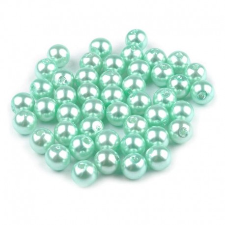 Voskované perličky plast 6mm 50ks tyrkysová světlá