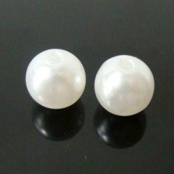 Voskované perličky plast 14mm 6ks bílá