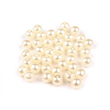 Voskované perličky plast 6mm 50ks perlová