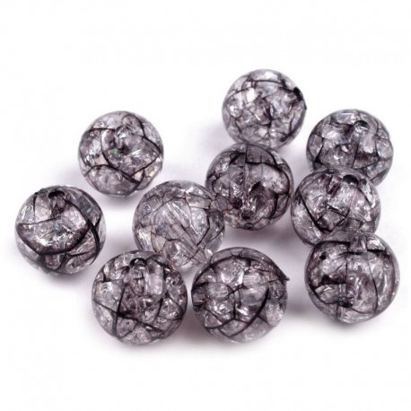 Korálky práskané plast 12mm 8ks černá