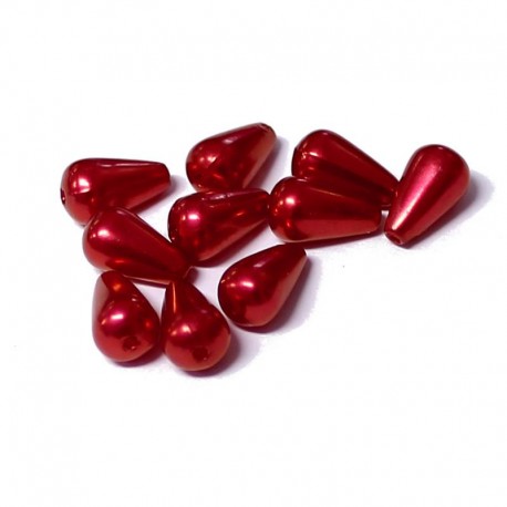 Korálky plast voskované 10x6 mm 30ks červená