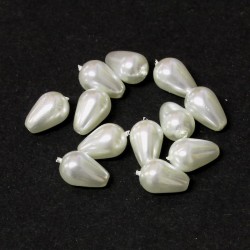 Voskované perle slzy 10x6mm 30ks bílá