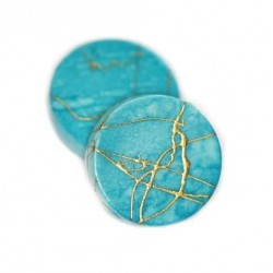 Korálky plastové 18mm 5ks modro-zlatá