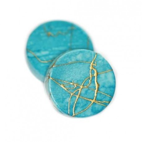 Korálky plastové 18mm 5ks modro-zlatá