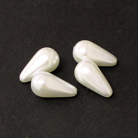 Voskované perle slzy 23x13mm 4ks bílá
