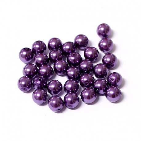 Voskované perle 6mm 30ks švestková