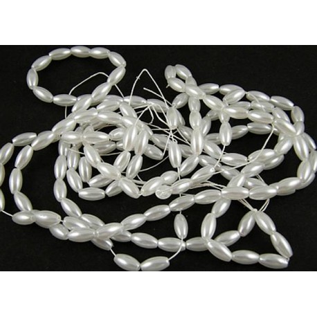 Korálky "rýže" plast 6x3mm 100ks bílá