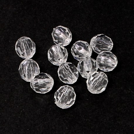 Korálky broušené plast 10mm 20ks průhledná