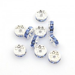 Šatonové rondelky 8x3,5mm 6ks stříbrná, modrá
