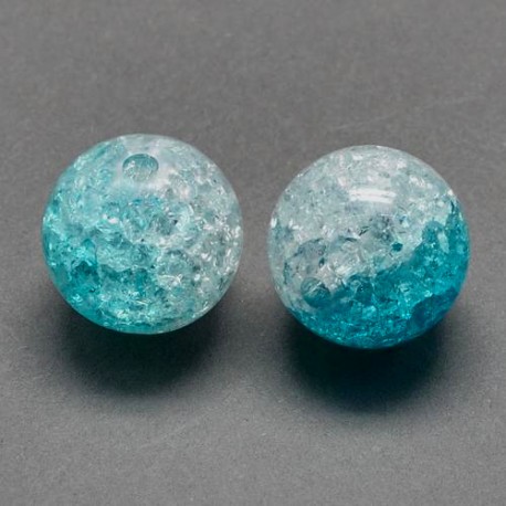 Korálky práskané plast 8mm 20ks tyrkysová, průhledná