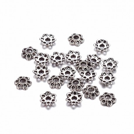 Kaplík 6x1,5mm 10ks zdobený, starostříbrná