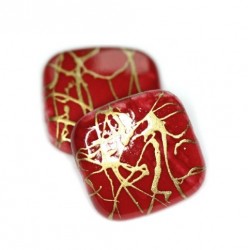 Korálky plastové 17x17mm 5ks červeno-zlatá