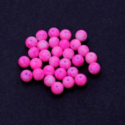 Korálky skleněné mramorované 6mm 30ks růžová zářivá