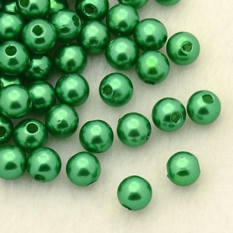 Voskované perličky plast 4mm 100ks zelená
