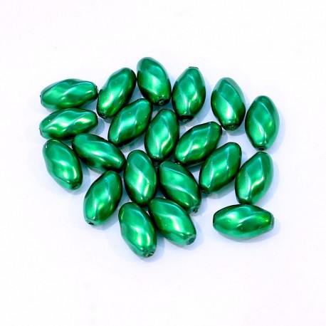 Voskované perle 12x7mm 20ks zelená