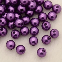 Voskované perličky plast 6mm 50ks purpurová