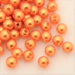 Voskované perličky plast 6mm 50ks oranžová světlá