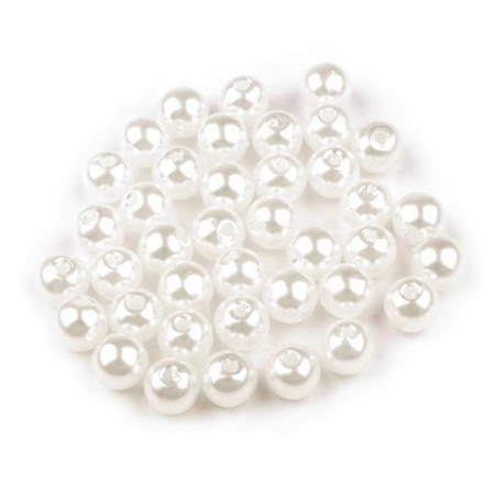 Voskované perličky plast 6mm 50ks perlová světlá