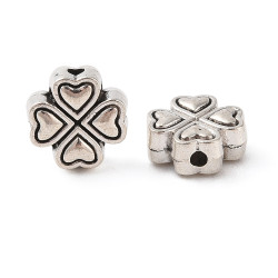 Korálky kovové čtyřlístek 9,5x9,5mm 8ks starostříbro