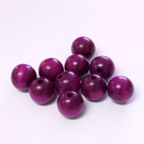 Korálky dřevěné 12mm 10ks fuchsiová