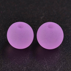 Korálky plastové 8mm 20ks světle fialová "zmrzlá"