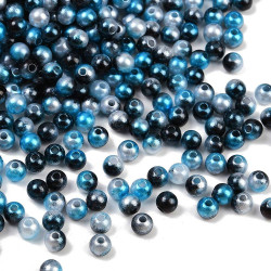 Voskované perličky plast 6mm 50ks modro stříbrná