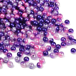 Voskované perličky plast 6mm 50ks růžovo fialovo stříbrná