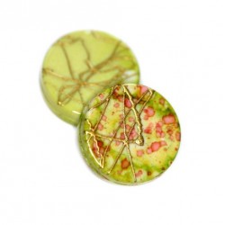 Korálky plastové 18mm 5ks zeleno-zlatá