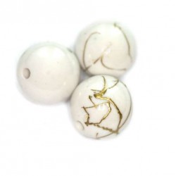 Korálky plastové 12mm 10ks bílo-zlatá